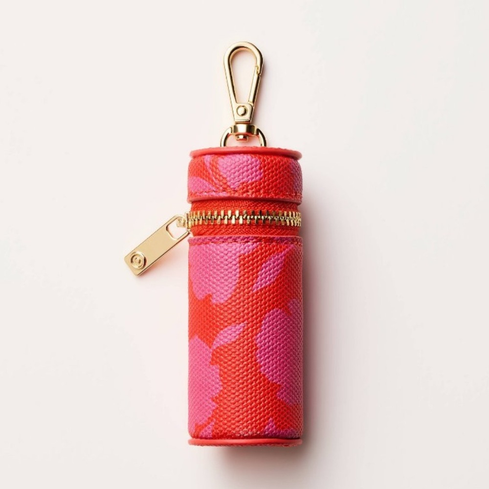 Kate Spade x Target Canvas Classic Rose Lipstick Bag Charm Keychain